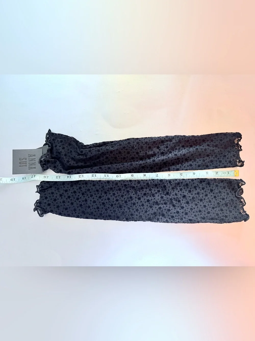 Anna Sui Black Floral-Print Arm Warmers/Fingerless Gloves NWT